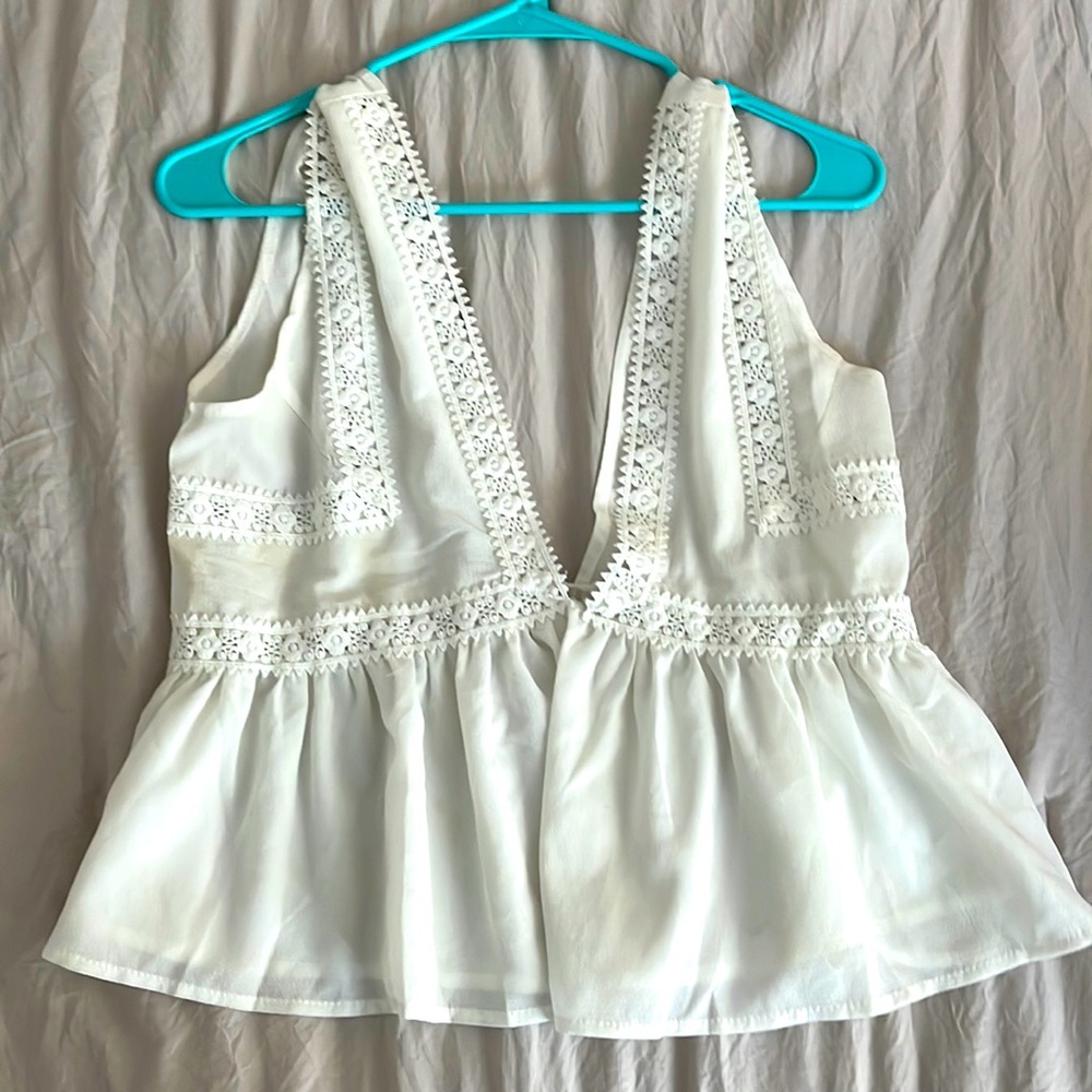White detailed tank top